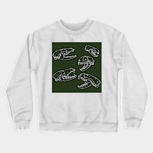 North American Predator Skulls White Lines Hunter Green Crewneck Sweatshirt